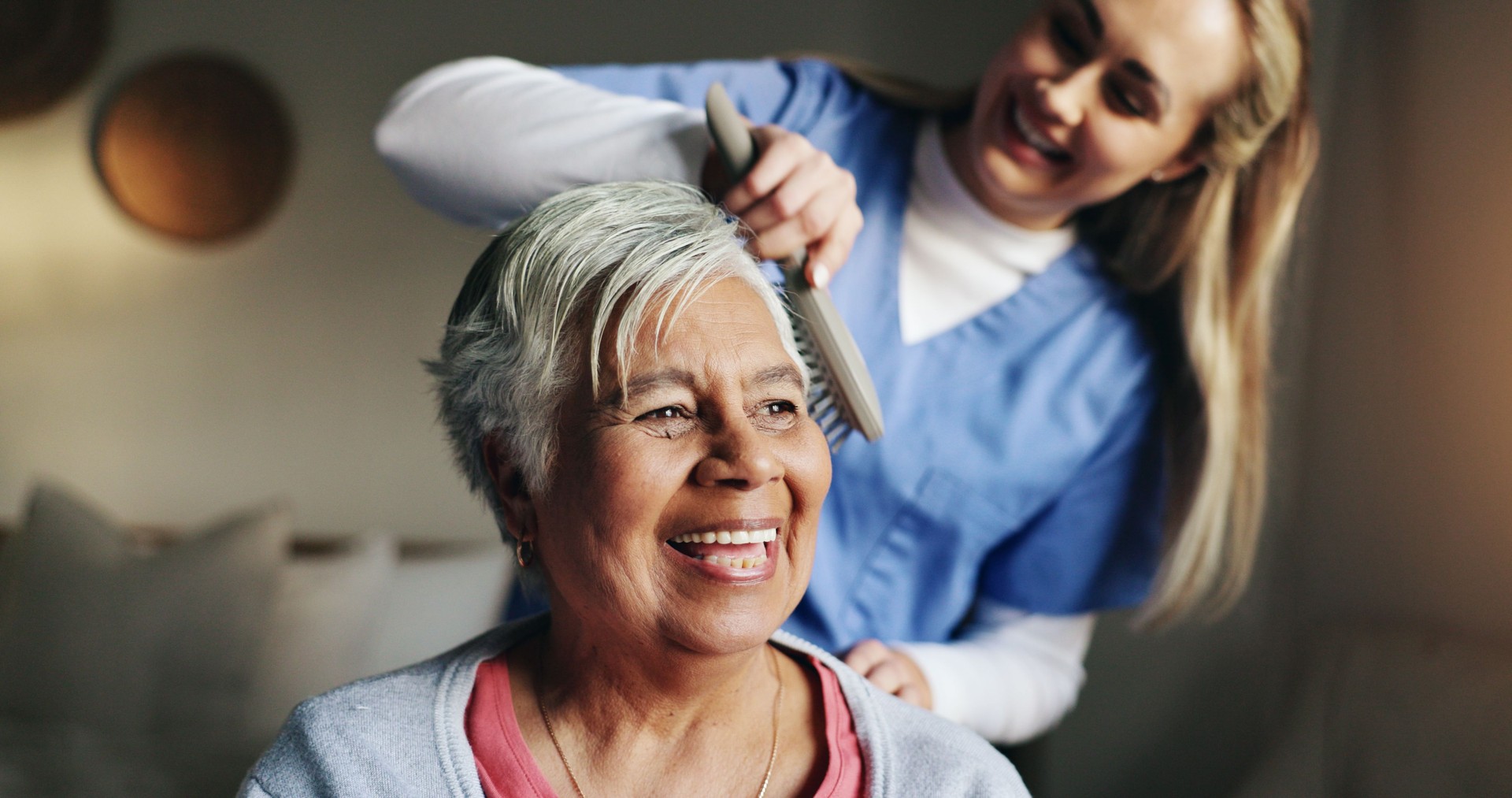 happy senior receiving compassionate elderly care at home in Charlotte County Florida