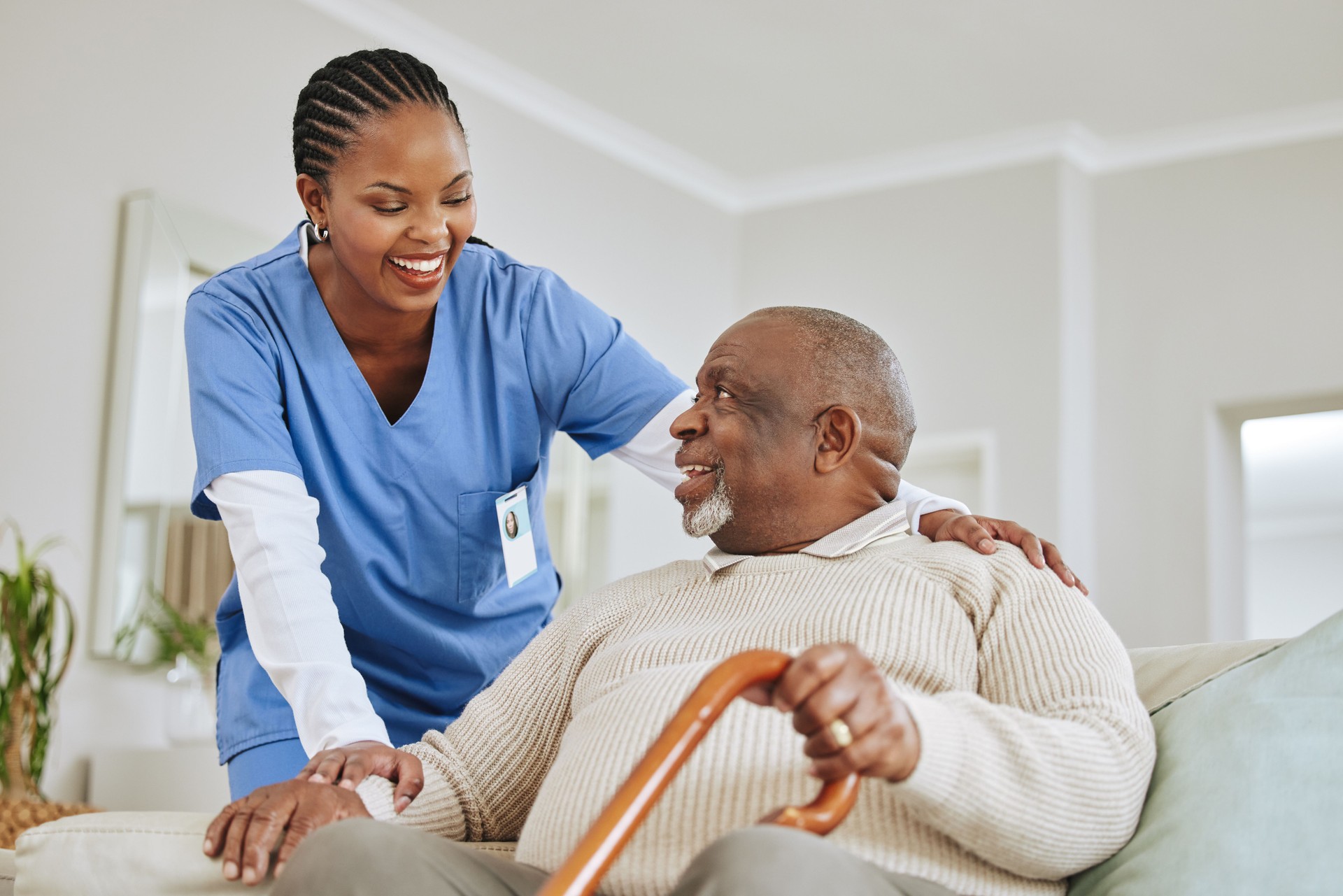 home health aide providing companionship and emotional support to senior man in Punta Gorda Florida